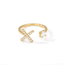 Anel Ajustável Letra Minimalista de A-Z com Zircônias