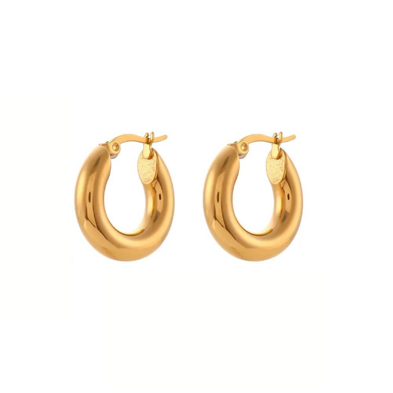 Brinco Argola Clássica Fecho Vintage Banhado a Ouro 18K
