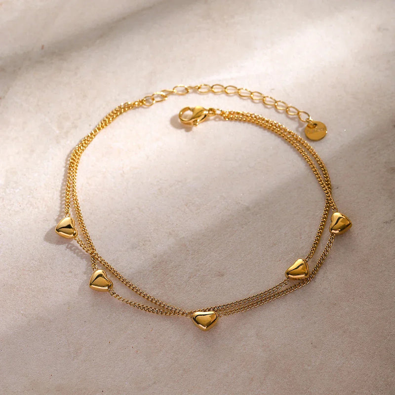 Pulseira Dupla Delicada de Coração