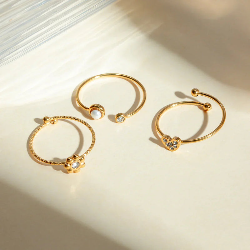 Kit com 3 Anéis delicados Ajustáveis