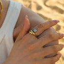 Anel Ajustável Gotas com Banho Duplo