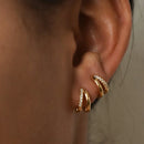 Brinco Argola Delicada Dupla com Zircônias