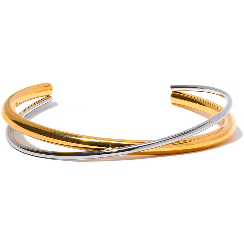 Pulseira Bracelete Entrelaçado Banho Duplo