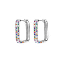 Brinco Retangular Cravejado com Zircônias Coloridas