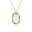 Colar de Inicial com Zircônias Coloridas Banhado a ouro 18K