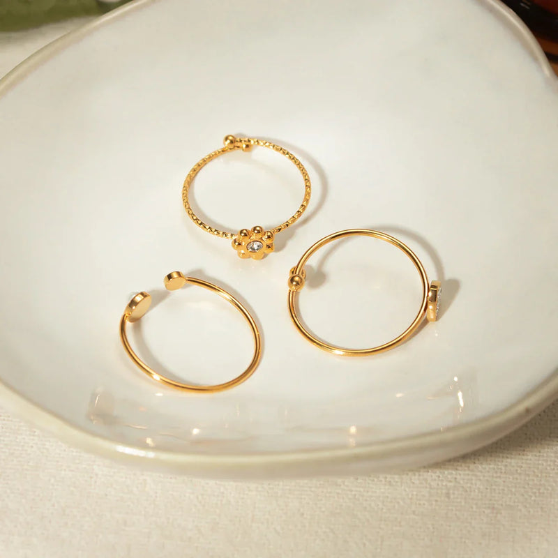 Kit com 3 Anéis delicados Ajustáveis