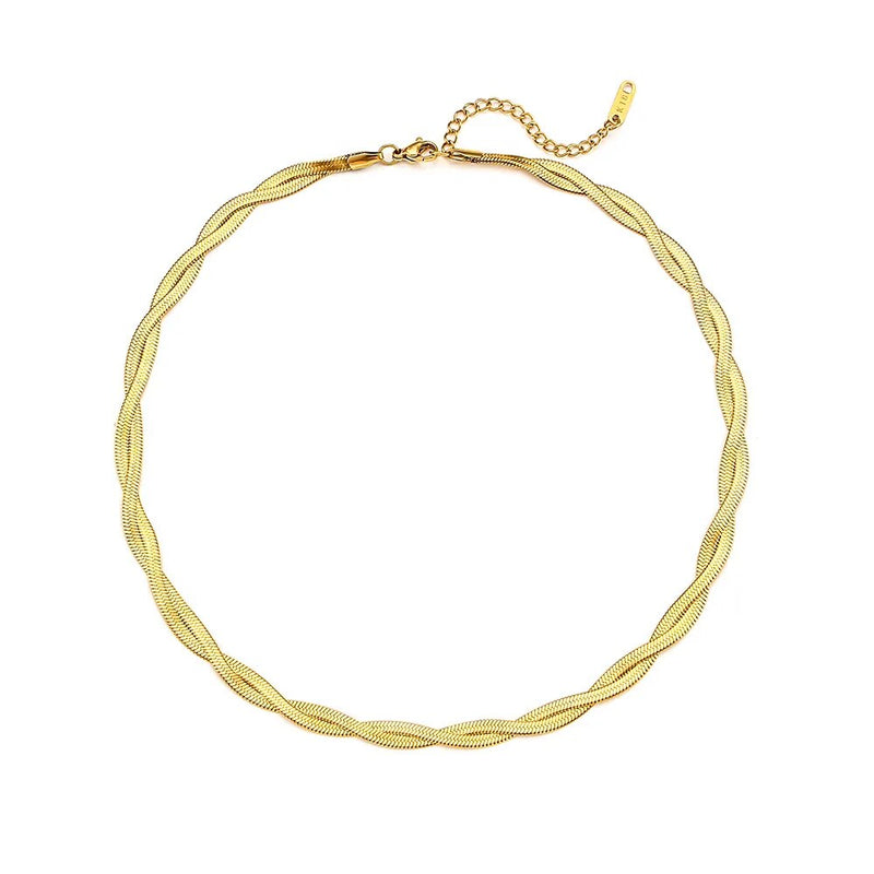 Colar Malha Trançado Banhado a Ouro 18K
