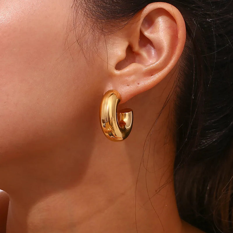 Brinco Argola Tubo Banhado a Ouro 18K