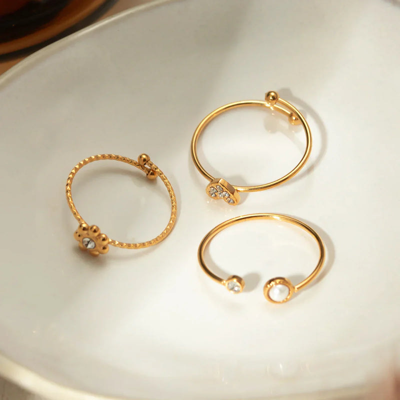 Kit com 3 Anéis delicados Ajustáveis