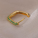 Brinco Retangular Cravejado com Zircônias Coloridas