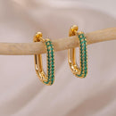 Brinco Retangular Cravejado com Zircônias Coloridas