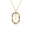 Colar de Inicial com Zircônias Coloridas Banhado a ouro 18K