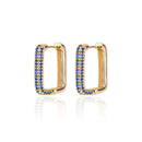 Brinco Retangular Cravejado com Zircônias Coloridas