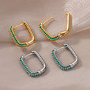 Brinco Retangular Cravejado com Zircônias Coloridas