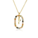 Colar de Inicial com Zircônias Coloridas Banhado a ouro 18K