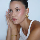 Brinco Trançado Triangular Banhado a Ouro 18K