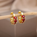 Brinco Argolinha Cristais Coloridos Luxo