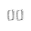 Brinco Retangular Cravejado com Zircônias Coloridas