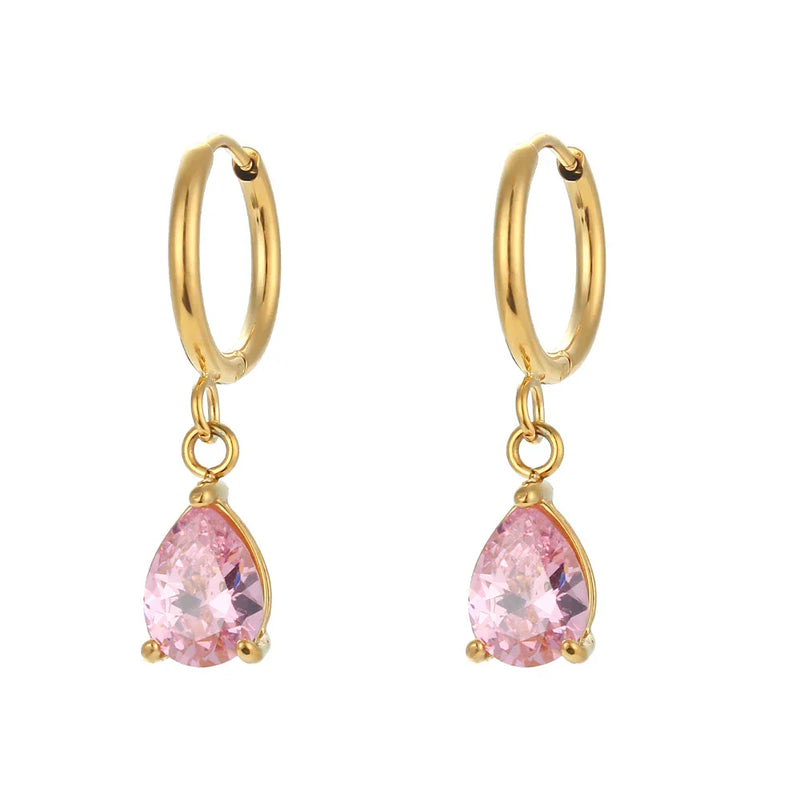 Brinco Argola Cristal Banhado a Ouro 18K