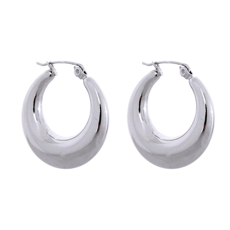 Brinco Argola Lisa Oval Banhado a Ouro 18K