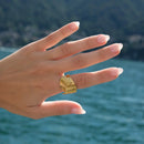 Anel Ajustável Elegante Traços Banhado a Ouro 18K