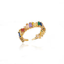 Anel Ajustável Arco-Íris com Pedras Coloridas