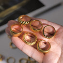 Anel Ajustável Riscos banhado a ouro 18K