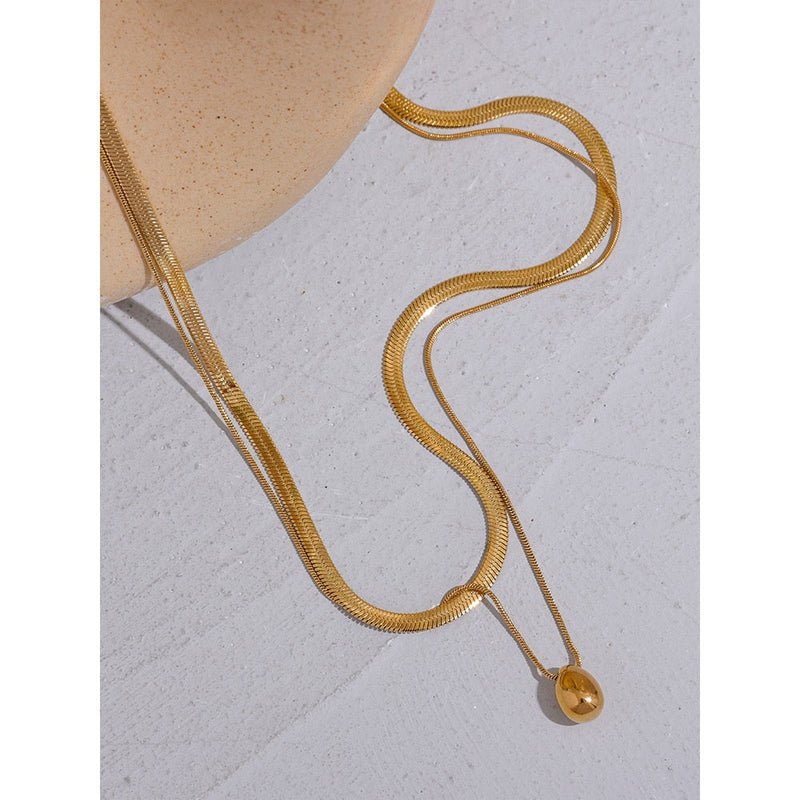 Colar Duplo Malha + Pendente Banhado a Ouro 18K