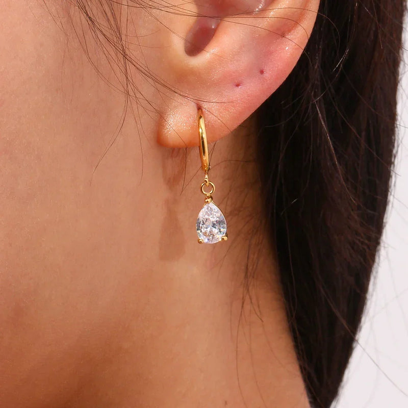 Brinco Argola Cristal Banhado a Ouro 18K