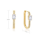 Brinco Retangular Cristal Ponto de Luz Cravejado