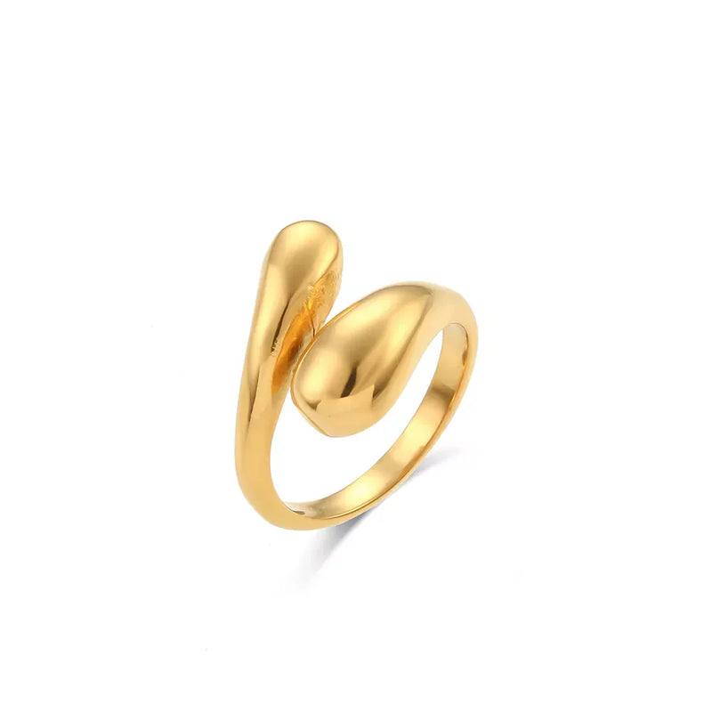 Anel Gota Orgânico Banhado a Ouro 18K