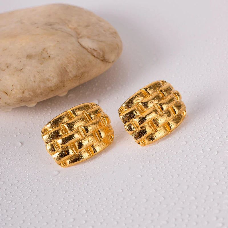 Brinco Tijolinhos Banhado a Ouro 18K
