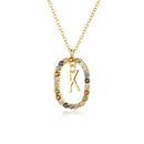 Colar de Inicial com Zircônias Coloridas Banhado a ouro 18K