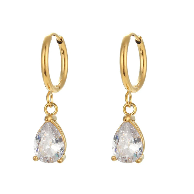 Brinco Argola Cristal Banhado a Ouro 18K
