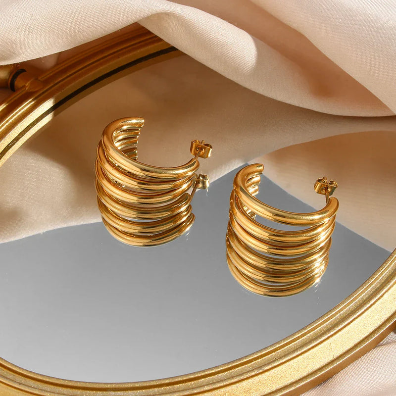 Brinco Argola Tripla Banhado a Ouro 18K