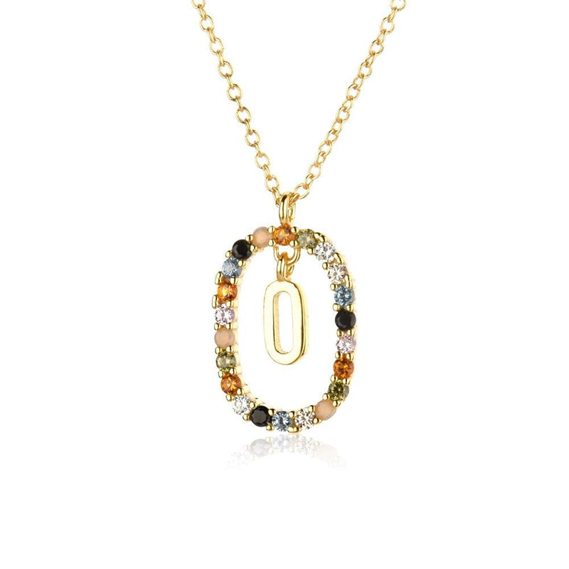 Colar de Inicial com Zircônias Coloridas Banhado a ouro 18K