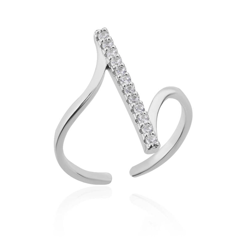 Anel Ajustável Luxo Curvas com Zircônias
