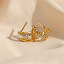 Brinco Filete Duplo com zircônias Banhado a Ouro 18K