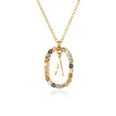 Colar de Inicial com Zircônias Coloridas Banhado a ouro 18K