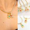 Colar Filhos Glow com Pedras Coloridas - Rivieira e Pingentes de Filhos Cravejados