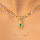 Colar Filhos Glow com Pedras Coloridas - Rivieira e Pingentes de Filhos Cravejados