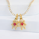 Colar Filhos Glow com Pedras Coloridas - Rivieira e Pingentes de Filhos Cravejados