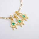 Colar Filhos Glow com Pedras Coloridas - Rivieira e Pingentes de Filhos Cravejados