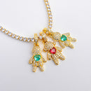 Colar Filhos Glow com Pedras Coloridas - Rivieira e Pingentes de Filhos Cravejados