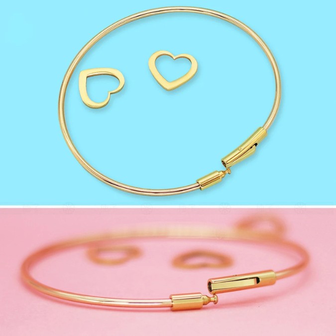 Pulseira de Coração - Nomes Personalizados (Gravada a Laser)